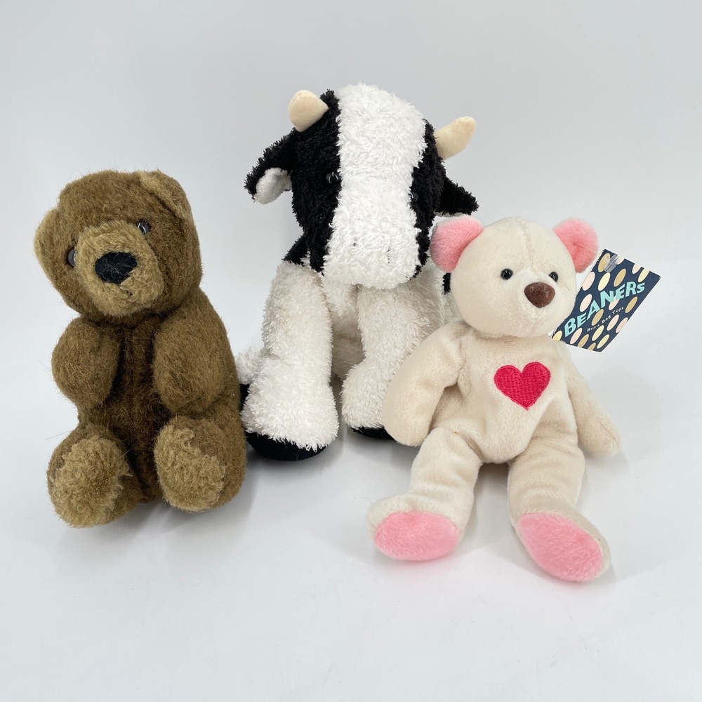 Vintage Mary Meyer Plush Lot Cow Sweet Rascals Beaners Smooches Bear Brown Teddy